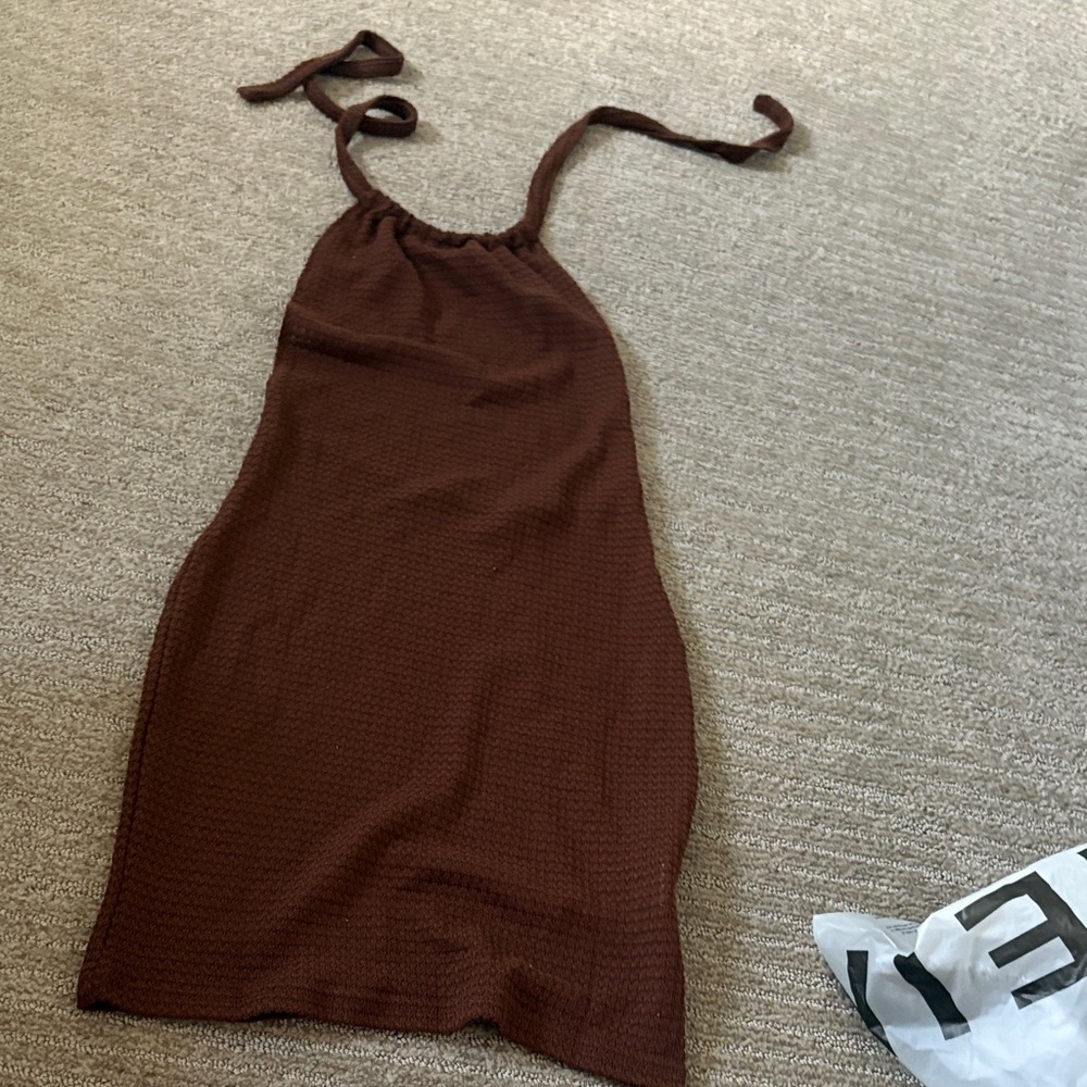 SHEIN Brown Backless Dress